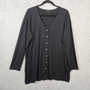J.Jill Wearever Collection Black V-neck Button Up Jersey Top Size M